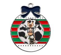 Christmas Ornaments Metal Xmas Tree Decor with 11.4 Inch Red String, Giraffe Bites The Rose Ornament for Tree & Home Decor, Gift Idea, Circular