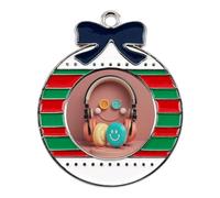 Christmas Ornaments Metal Xmas Tree Decor with 11.4 Inch Red String, Happy Smiling Face Ornament for Tree & Home Decor, Gift Idea, Circular