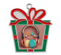 Christmas Ornaments Metal Xmas Tree Decor with 11.4 Inch Red String, Happy Smiling Face Ornament for Tree & Home Decor, Gift Idea, Trapezoid