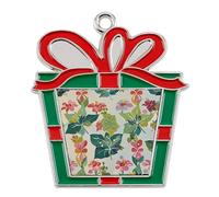 Christmas Ornaments Metal Xmas Tree Decor with 11.4 Inch Red String, Ivy Leaf Ornament for Tree & Home Decor, Gift Idea, Trapezoid