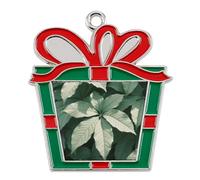 Christmas Ornaments Metal Xmas Tree Decor with 11.4 Inch Red String, Light Green Leaf Ornament for Tree & Home Decor, Gift Idea, Trapezoid