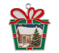 Christmas Ornaments Metal Xmas Tree Decor with 11.4 Inch Red String, Merry Christmas Ornament for Tree & Home Decor, Gift Idea, Trapezoid