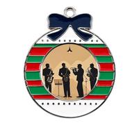 Christmas Ornaments Metal Xmas Tree Decor with 11.4 Inch Red String, Silhouette of A Jazz Quartet Performing Ornament for Tree & Home Decor, Gift Idea, Circular