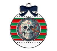 Christmas Ornaments Metal Xmas Tree Decor with 11.4 Inch Red String, Skeleton Death Moth Ornament for Tree & Home Decor, Gift Idea, Circular