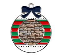 Christmas Ornaments Metal Xmas Tree Decor with 11.4 Inch Red String, Stone Wall Ornament for Tree & Home Decor, Gift Idea, Circular