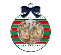 Christmas Ornaments Metal Xmas Tree Decor with 11.4 Inch Red String, Two Prairie Dogs Ornament for Tree & Home Decor, Gift Idea, Circular