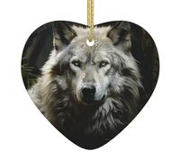 Christmas Ornaments Mini Ceramic Christmas Tree Hanging Decorations Lone Wolf Christmas Ornaments Xmas Tree Ceramic Ornament with Gold Ribbon Crafts Pendants for Holiday Decorations