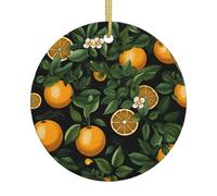 Christmas Ornaments Mini Ceramic Christmas Tree Hanging Decorations Oranges and leaves Christmas Ornaments Xmas Tree Ceramic Ornament with Gold Ribbon Crafts Pendants for Holiday Decorations