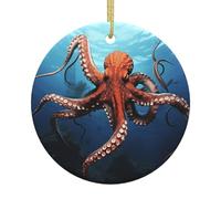 Christmas Ornaments Mini Ceramic Christmas Tree Hanging Decorations Tentacles of octopus Christmas Ornaments Xmas Tree Ceramic Ornament with Gold Ribbon Crafts Pendants for Holiday Decorations