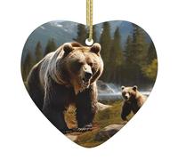 Christmas Ornaments Mini Ceramic Christmas Tree Hanging Decorations Wild Bear Christmas Ornaments Xmas Tree Ceramic Ornament with Gold Ribbon Crafts Pendants for Holiday Decorations