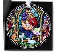 Christmas Ornaments,Nativity Scene Ornament for Xmas Tree Decorations Gifts | Ceramic Nativity Hanging Ornament Keepsake for Christmas Tree, Religious Jesus Christian Gifts for Women Men
