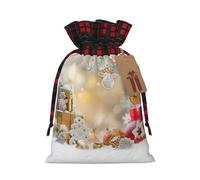 Christmas Ornaments on the Snow Printed drawstring gift bags color-blocked drawstring gift bags suitable for birthdays candy party decorations