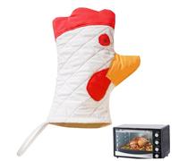 Christmas Ornaments, Oven Gloves Heat Resistant 1Pc Washable Cute Rooster Printed Oven Mitts with Hanging Rope Non-Slip Hot Mitts for Kitchen, Safe Baking, Cooking, Barbecue