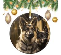 Christmas Ornaments Round Christmas Tree Ceramic Hanging German Shepherd Ceramic Ornaments Xmas Tree Ceramic Ornament for Halloween Holiday Christmas Tree