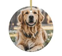 Christmas Ornaments Round Hanging Golden retriever Ceramic Ornament Christmas Tree Decorations Ornament for Halloween Porcelain