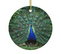 Christmas Ornaments Round Hanging peacock Ceramic Ornament Christmas Tree Decorations Ornament for Halloween Porcelain