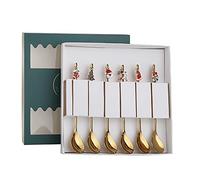 Christmas Ornaments Sale Clearance 6pcs Stainless Steel Coffee Spoon Fruit Merry Christmas Ornaments Soup Teaspoons Mixing Stirrer Kitchen Tableware Christmas Ornament