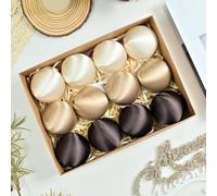 Christmas Ornaments Set 12 Pack Glossy Velor Balls 6cm Designed for Hanging on Tree Branches and Other Holiday Displays to Enhance Seasonal Atmosphere (four-colored)