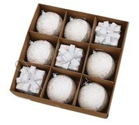 Christmas Ornaments Set 9PCS Shatterproof - 3.15 Inch Large Gift Box & Ball Decor Foam Christmas Tree Ornaments Set for Farmhouse Décor (A)