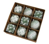 Christmas Ornaments Set 9PCS Shatterproof - 3.15 Inch Large Gift Box & Ball Decor Foam Christmas Tree Ornaments Set for Farmhouse Décor (E)