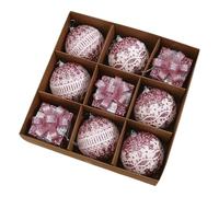 Christmas Ornaments Set 9PCS Shatterproof - 3.15 Inch Large Gift Box & Ball Decor Foam Christmas Tree Ornaments Set for Farmhouse Décor (G)