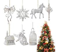 Christmas Ornaments Set,Christmas Tree Ornaments Set | Snowflakes Decorations | Christmas Ornaments with Bow for Christmas Tree Pendant for Girls