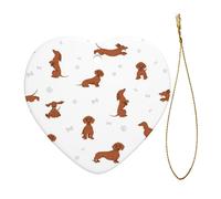 Christmas Ornaments Short-Haired Dachshund Decorations Heart Ceramic Christmas Tree Ornaments For Holiday Decor Home Decorations Xmas Gifts