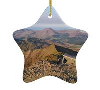 Christmas Ornaments Snowdon Printed Ceramic Hanging Ornament with Gold String Porcelain Christmas Tree Ornament Decorations