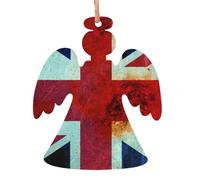 Christmas Ornaments Vintage Union Jack British Flag Printed Christmas Wooden Ornament Christmas Tree Decorations Wooden Hanging Ornaments for Xmas Home Decor