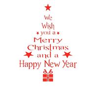 Christmas Ornaments, Wall Stickers We Wish You Merry Christmas and a Happy New Year Window Sticker Letter Tree Design Wall Sticker Decals Window Door Xmas Home Shop Decorations Red 1set