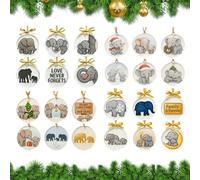 Christmas Ornaments - Winter Holiday Style 2D Flat Elephant Animal Pendant | For Family Teens Adults Students Tree Window