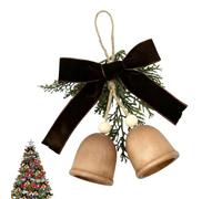 Christmas Ornaments with Bells - Decorative Wooden Ring Christmas Tree Bells with Festive Spirit with Pine and | for Tree Door Cloak Holiday Wedding Party Garden