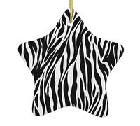 Christmas Ornaments with Gold Ribbon Zebra Print Christmas Tree Ceramic Hanging Star Shape Ceramic Ornaments Crafts Christmas Tree Decorations New Home Ornament 2023 for Holiday