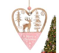 Christmas Ornaments Wood - Painted Seasonal Decor - Hangable Christmas Decorations,for Front Door Office Wreath Staircase Window Sill Mantel Wall Garden Backyard Living Room Study