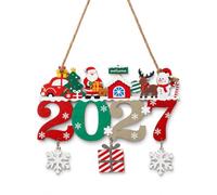 Christmas Ornaments, Wooden Ornaments with Santa, Snowman and Reindeer, Merry Christmas Decorations for Indoor and Outdoor