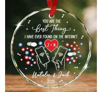 Christmas Ornaments You Are The Best Thing I Have Ever Found On The Internet Glass Xmas Round Shape Hanging Holiday Ceramic Hanging Engagement For Family Home Graduation 7.3Cm