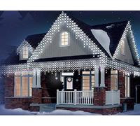 Christmas Outdoor Connectable Icicle Lights Battery Powered Waterproof with 8 Multi-Function, Timer & Memory (15m, Bright White)