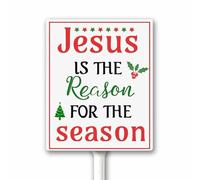 Christmas Outdoor Decoration Jesus Is My Savior Christian Christmas Yard Sign with Stake Winter Holiday Decor Garden Sign 20x30cm Sturdy Aluminum Weatherproof Easy Install