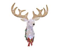 Christmas Outdoor Decoration, Reindeer Head Wall Decor,Xmas Rudolph Reindeer Hanging Wreath with Operated 8 Modes, Creating a Unique Atmosphere for The Entire Christmas Season