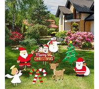 Christmas Outdoor Indoor Yard Signs Decorations -Xmas Holiday Winter Wonderland Yard Sign Outdoor Lawn Yard Decorations (Large 8 PCS)