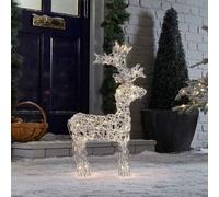 Christmas Outdoor Large 60cm/2ft Acrylic Standing Reindeer Pre-lit with Warm White LEDs Decoration