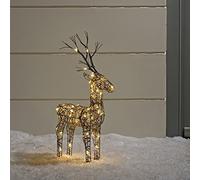 Christmas Outdoor Large 60cm/2ft BROWN Wicker Standing Reindeer Pre-lit with Warm White LEDs Decoration (ref.:PITA14042)