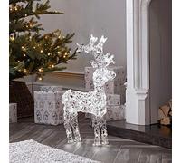 Christmas Outdoor Large Acrylic Standing Reindeer Pre-lit with White LEDs Decoration (90cm / Cool White LEDs)