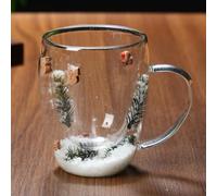 Christmas Outdoor Lights Glass Cup High Borosilicate Heat Double Layer Glass Cup. Give It to Your One to Let Warmth and Spread in The Winter! ** (B, 350ml)