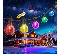 Christmas Outdoor String Lights 100FT, Colored Patio Lights, Shatterproof Dimmable Hanging Light with 50 LED G40 Bulbs Waterproof Outside Light for Xmas Halloween Garden Backyard Yard Bistro Holiday