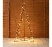 Christmas Outdoor Wire Tree 130 Warm White Bulbs 1.2m ValueLights Black One Size