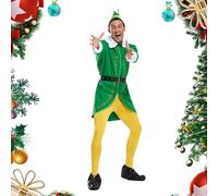 Christmas Outfit, Adult Christmas Costume, Breathable Outfit with Hat Boots Fantasy for Halloween Cosplay Festival Party Themed-Event