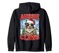 Christmas Outfit Aussie Claws Dog Owner Australian Shepherd Zip Hoodie