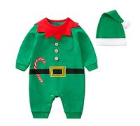 Christmas Outfit Baby,Infant Toddler Overall Outfits 0-12M Girls Sleeveless Jumpsuit Long Sleeve Romper Black Hat Baby Costumes Fancy Dress Newborn Clothes Unisex (3#B,6-9 Months)