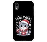 Christmas Outfit Kawaii Cat Santa Hat Hot Cocoa Merry Catmas Case for iPhone XR